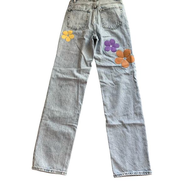 PacSun Boyfriend Jeans Light Blue Flower Graphic Sz 24 - Picture 3 of 16